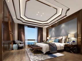 现代豪华卧室3D模型设计